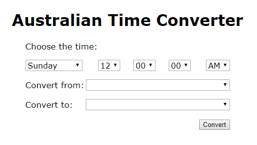 Australian Time Converter Blank Form