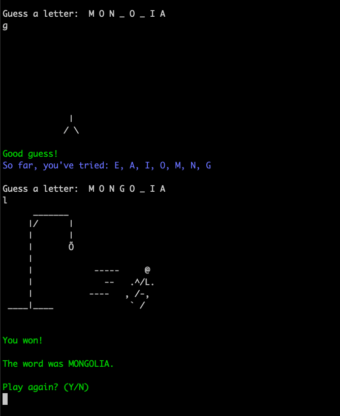 Hangman Victory Screen