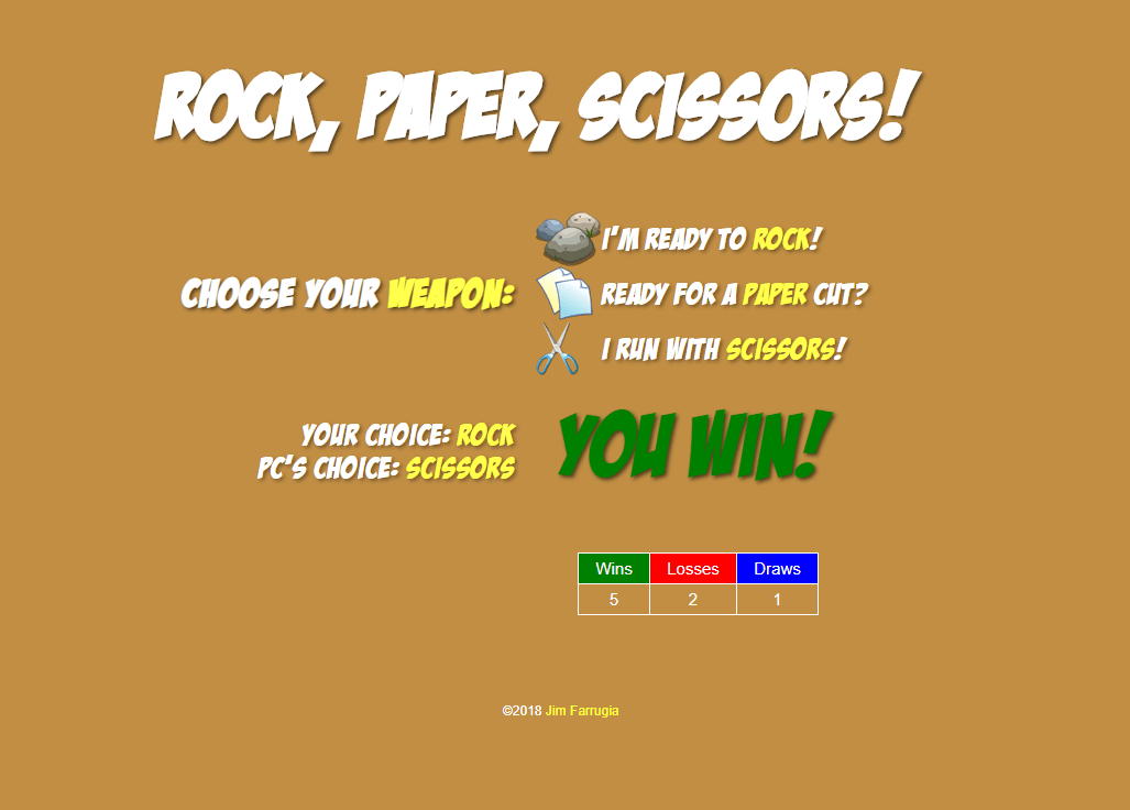 Rock Paper Scizzors version 1