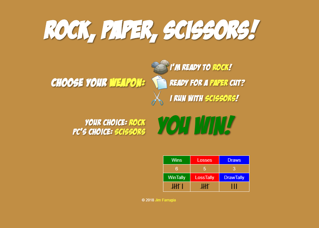 Rock Paper Scizzors version 2